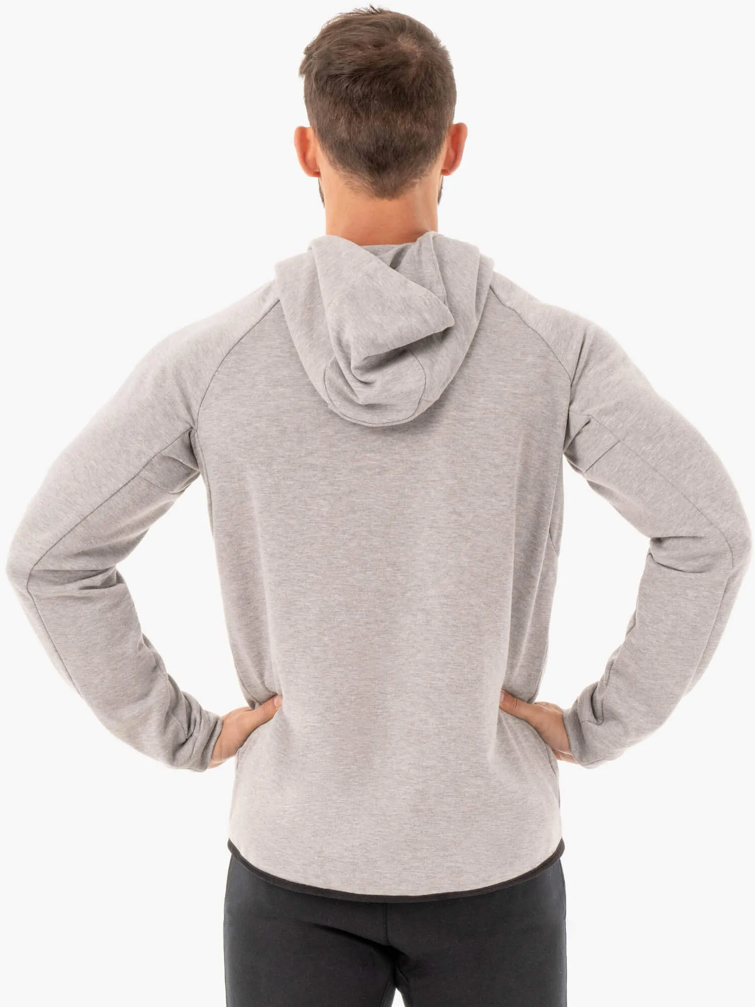 Athletic Zip Up Hoodie Jacket - Grey Marl