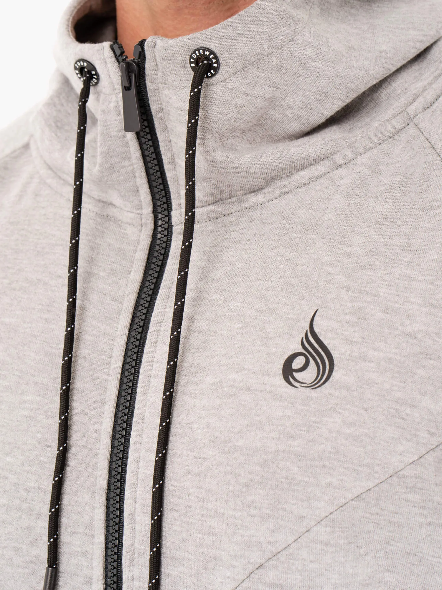 Athletic Zip Up Hoodie Jacket - Grey Marl