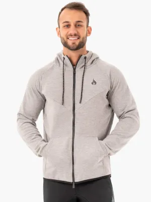 Athletic Zip Up Hoodie Jacket - Grey Marl