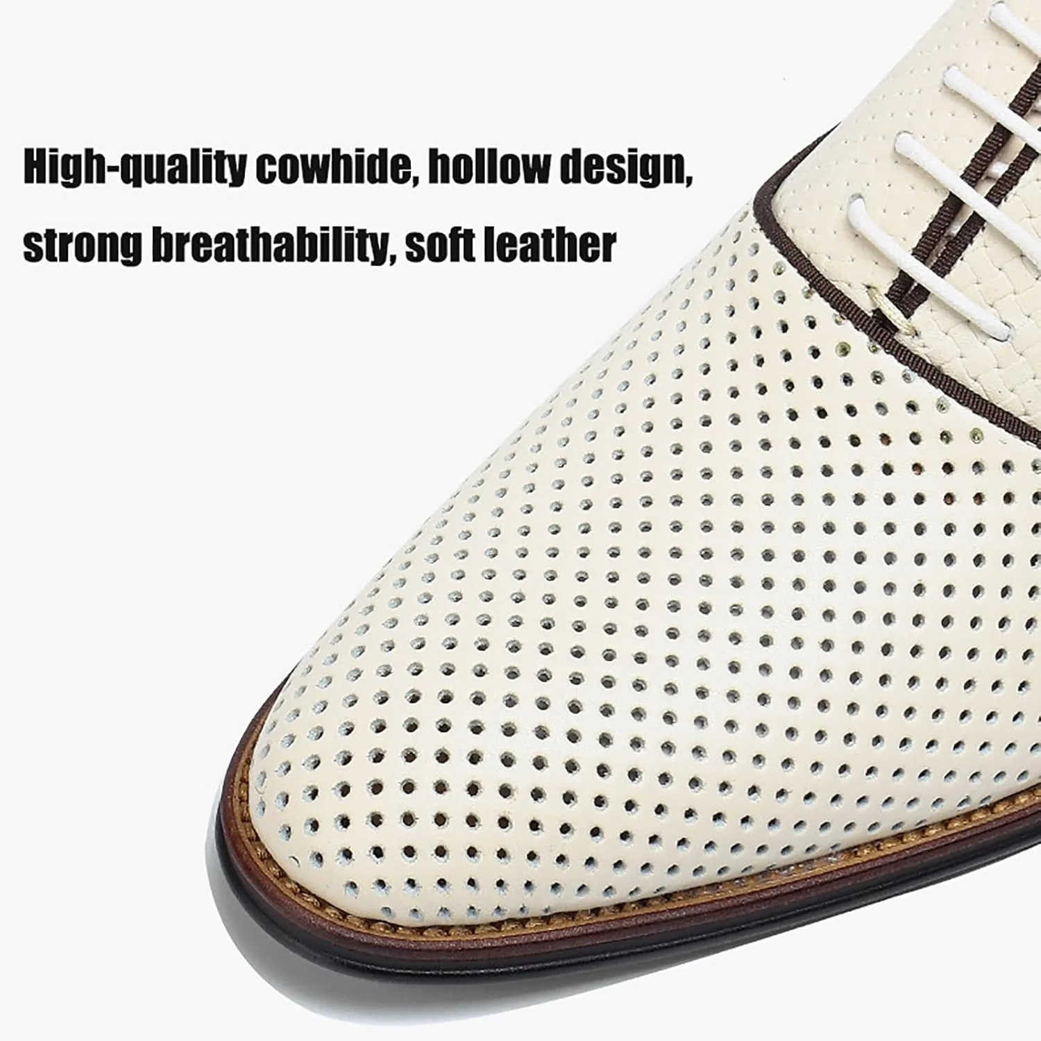 Breathable Business Casual Dress Shoes for Men Premium Cowhide Office Wear with Cushioned Comfort for Weddings, Parties and Professional Attire