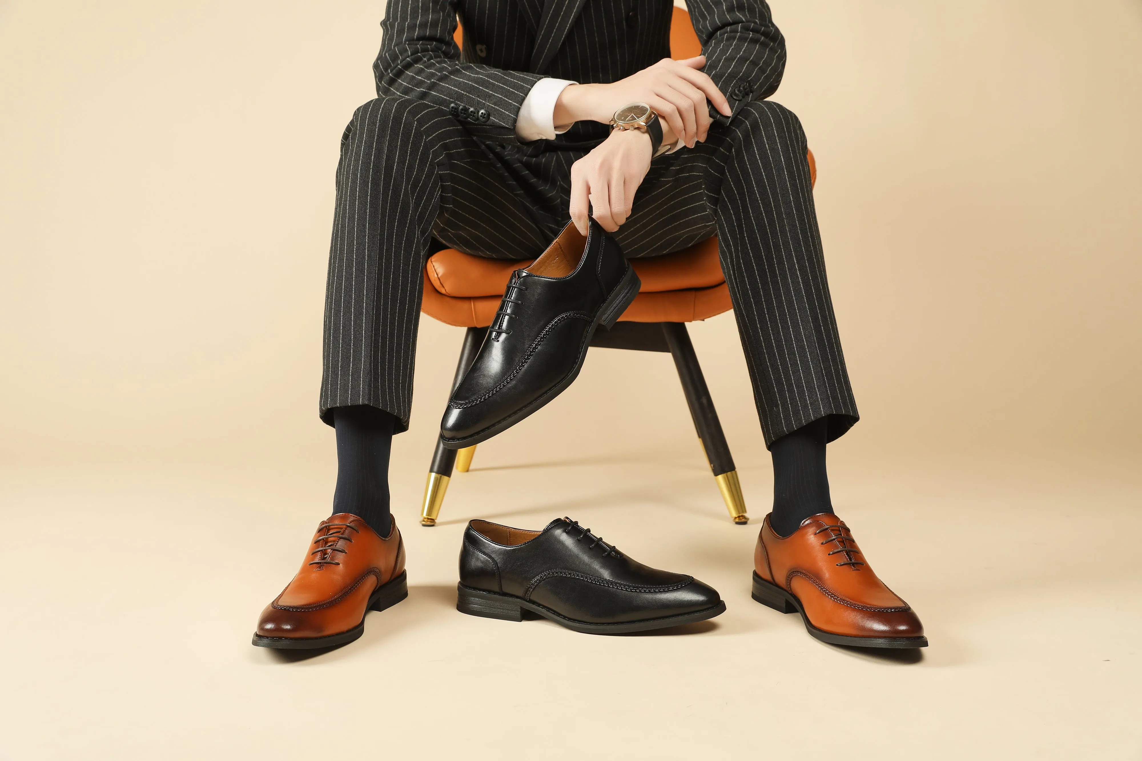 Classic Oxford Leather Shoes - Woven Design