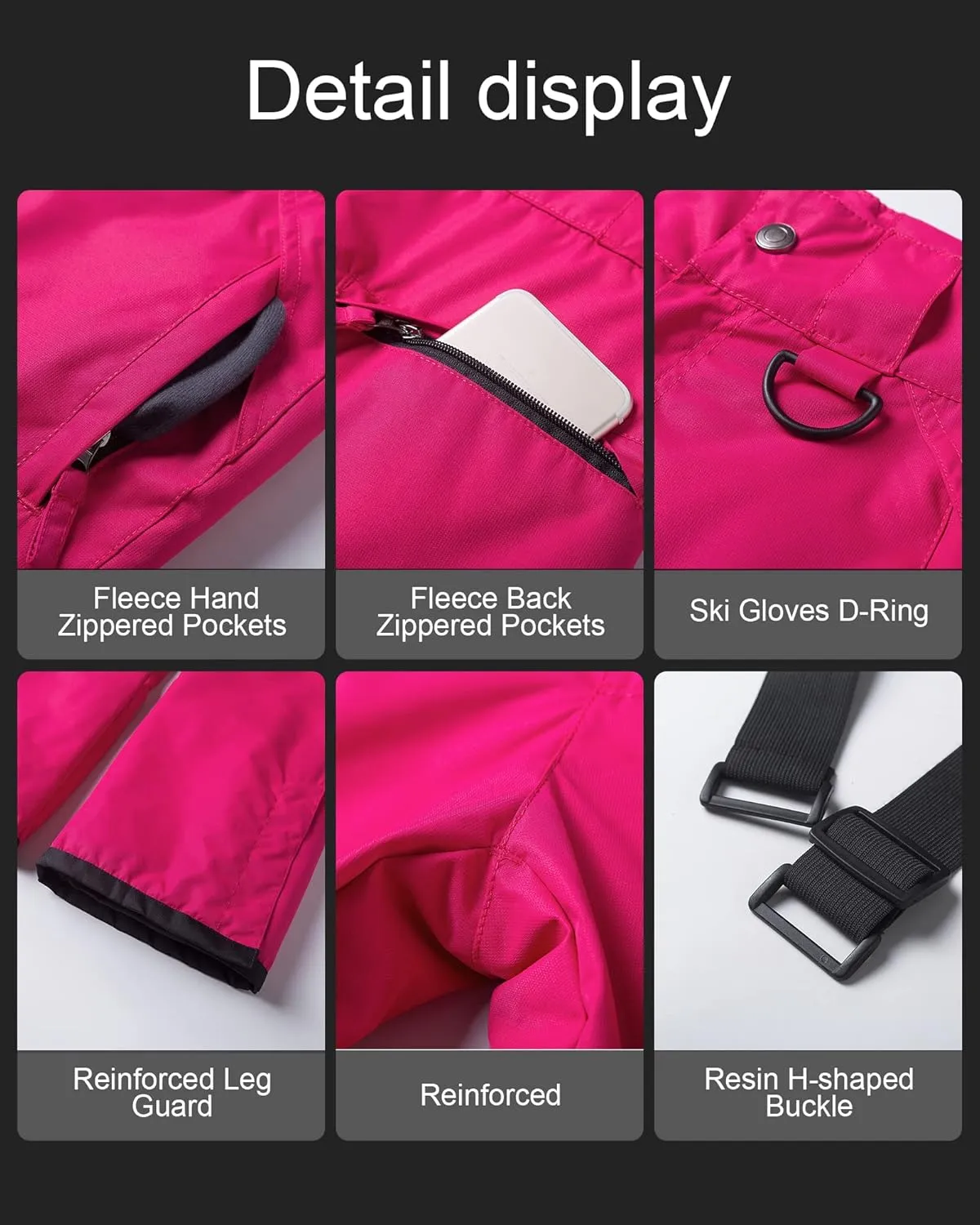 CREATMO US Women's Snow Pants Ski Bibs Waterproof Insulated Winter Snowboard