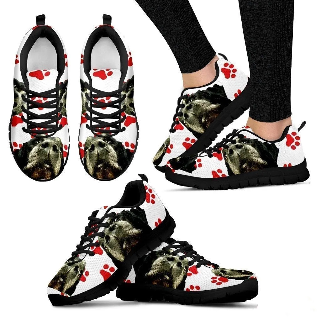 Customized Red Paws Dog Print (Black/White) Running Shoes For Women-Free Shipping