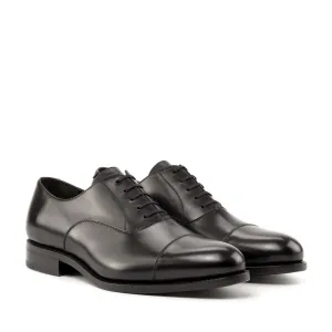 DapperFam Rafael in Black Men's Italian Leather Oxford