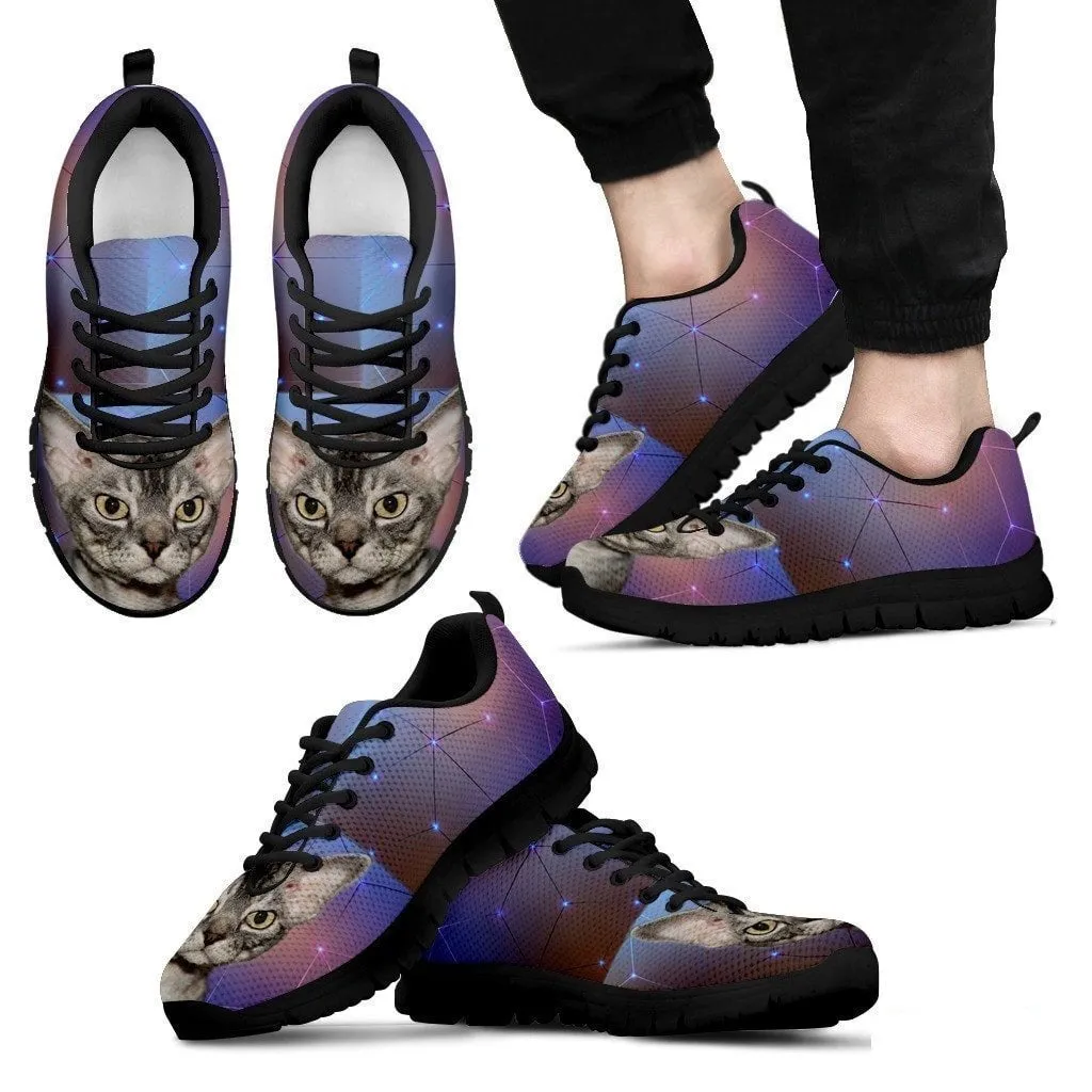 Devon Rex Cat Print (White/Black) Running Shoes For Men-Free Shipping