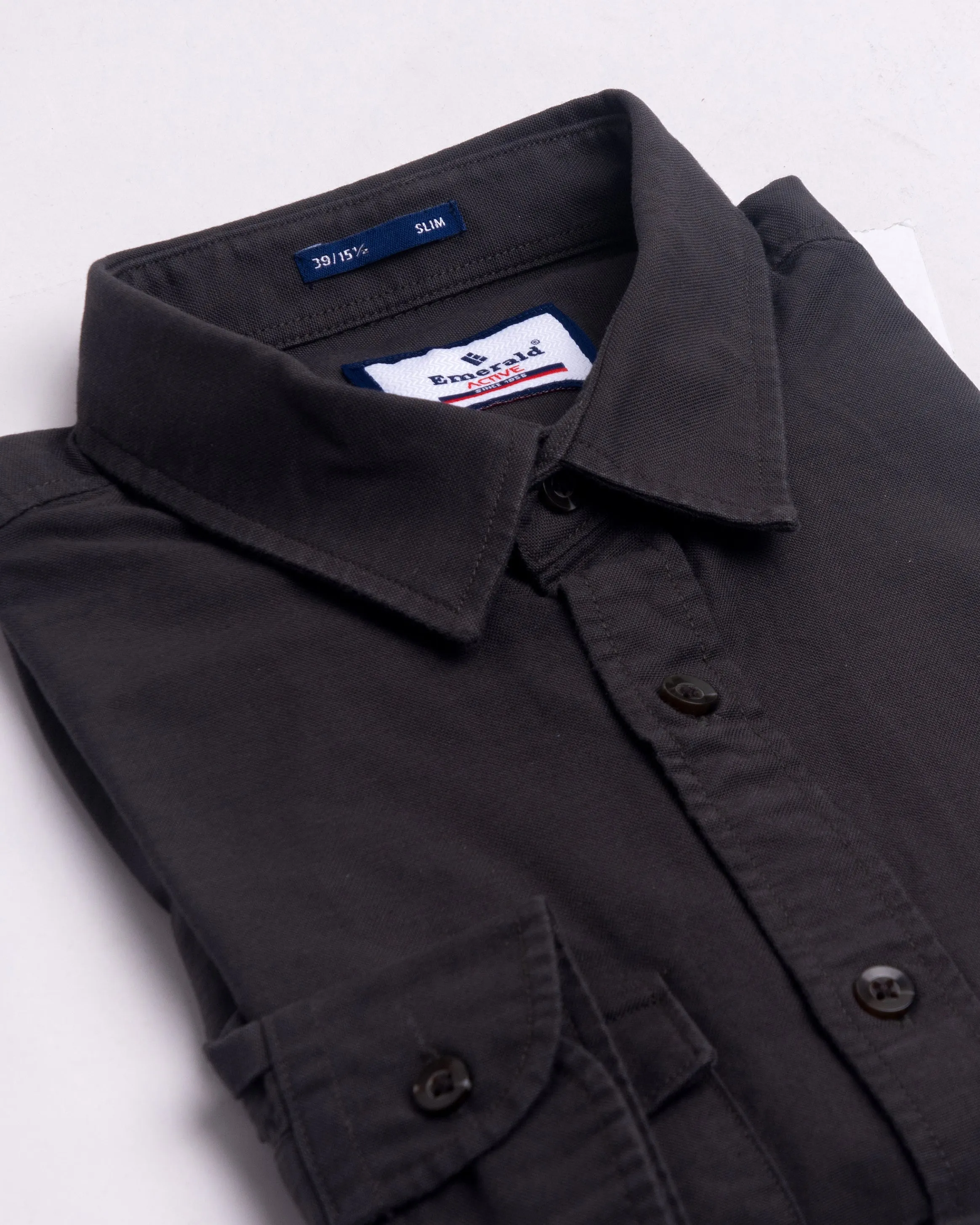 Emerald Active Oxford Slim Fit-Coffee