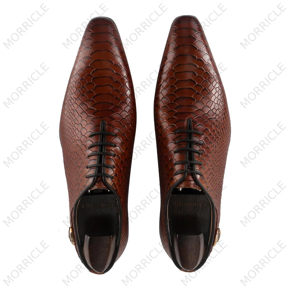 Exotic Python Pattern Wholecut Oxford Shoes