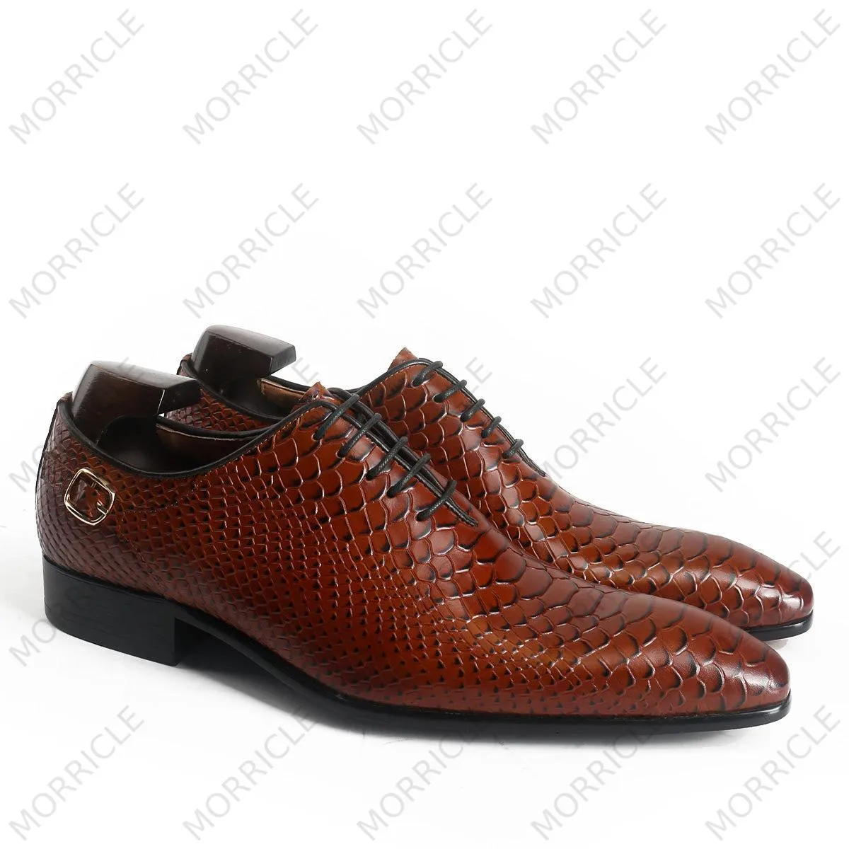 Exotic Python Pattern Wholecut Oxford Shoes