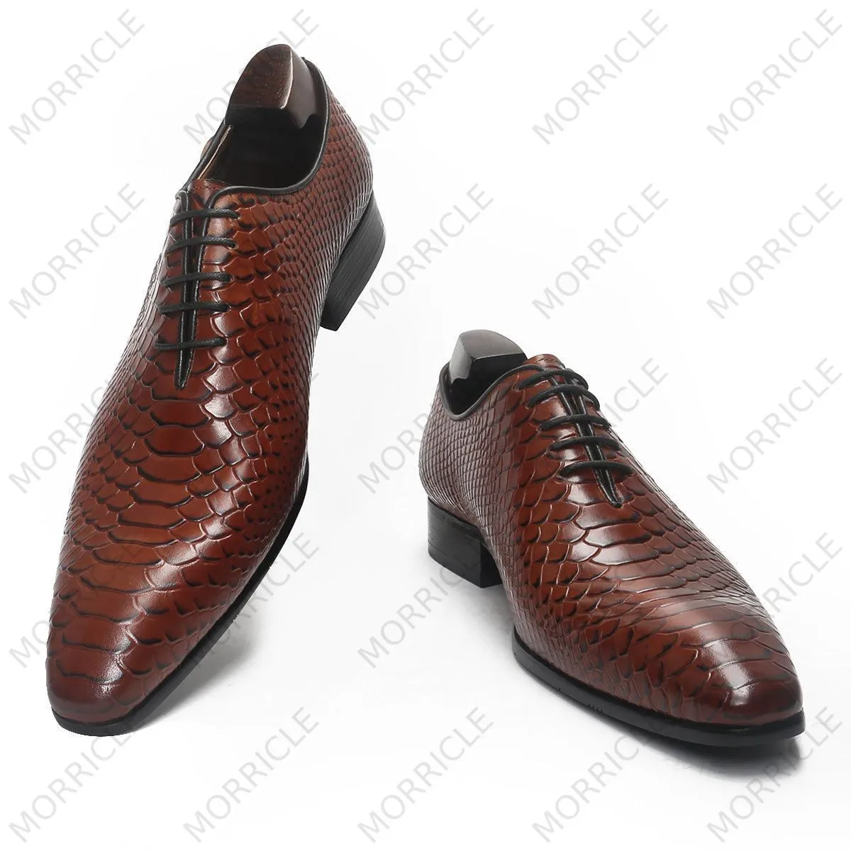 Exotic Python Pattern Wholecut Oxford Shoes