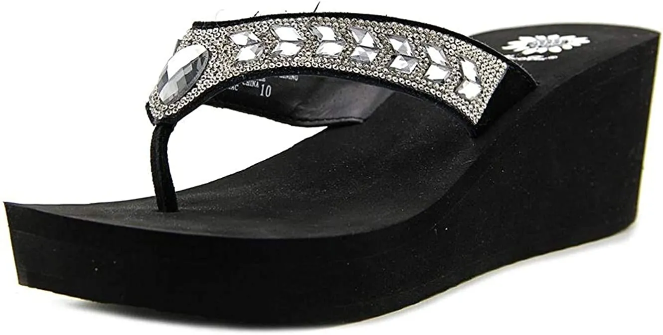 Express delivery Box Belmac Platform Black Flop Sandals Yellow Wedge Lightweight Flip Clear Wireless