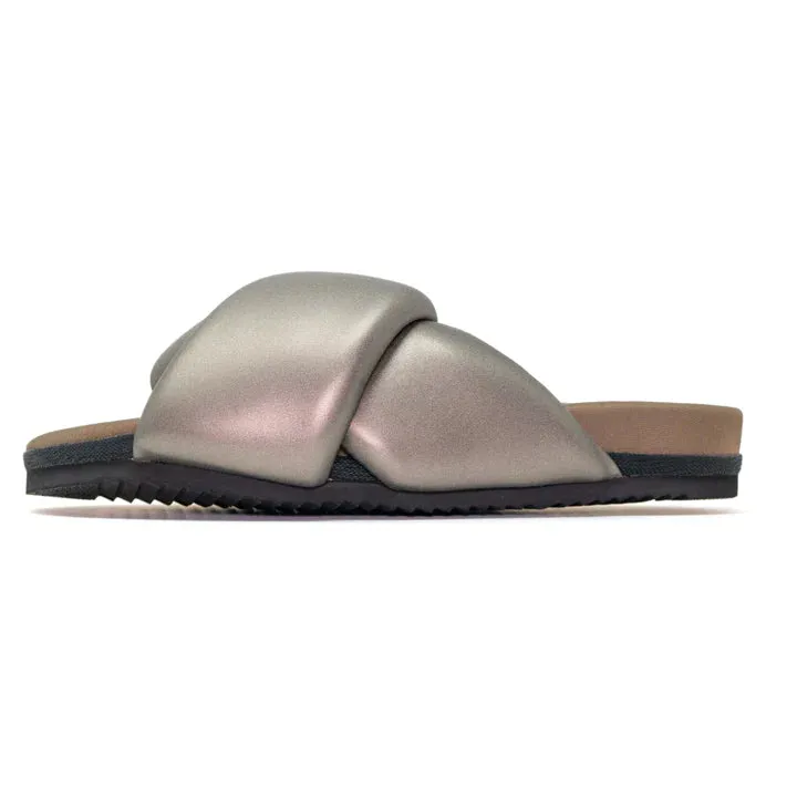 FOLDY PUFFY SANDALS WITH VEGAN LEATHER - GUNMETAL