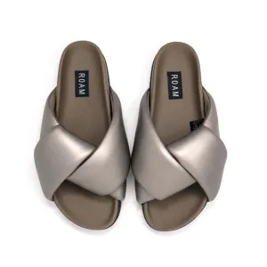 FOLDY PUFFY SANDALS WITH VEGAN LEATHER - GUNMETAL