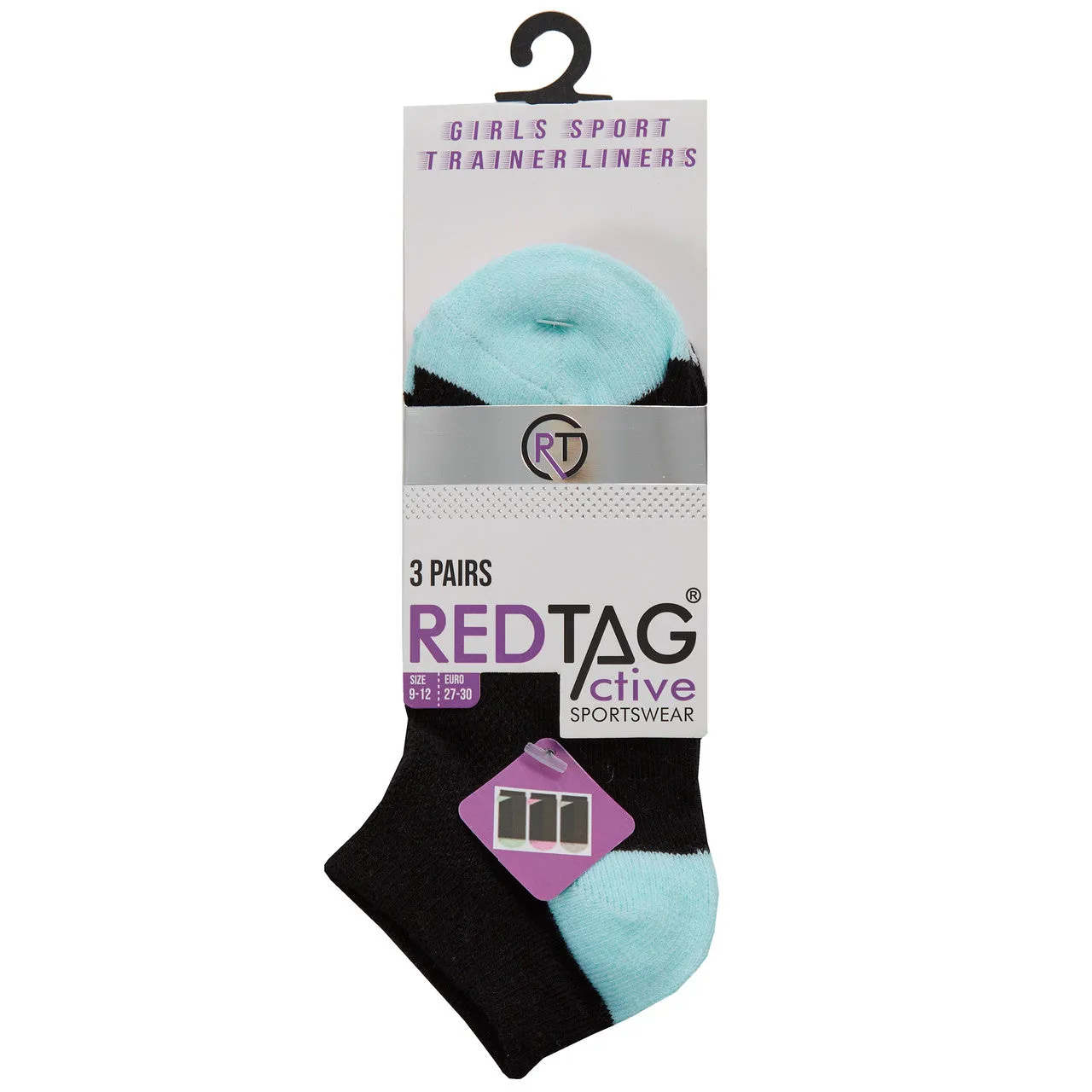 Girls Trainer Liner Socks Black 3 Pairs