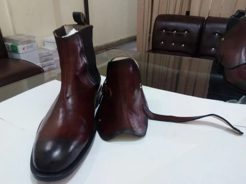 Handmade Brown Chelsea Leather Boots for Men