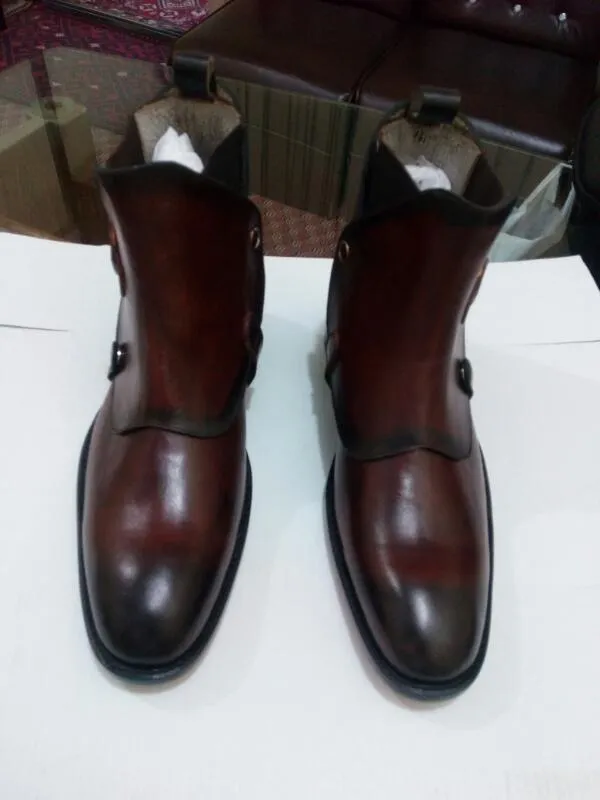 Handmade Brown Chelsea Leather Boots for Men