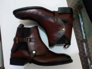 Handmade Brown Chelsea Leather Boots for Men