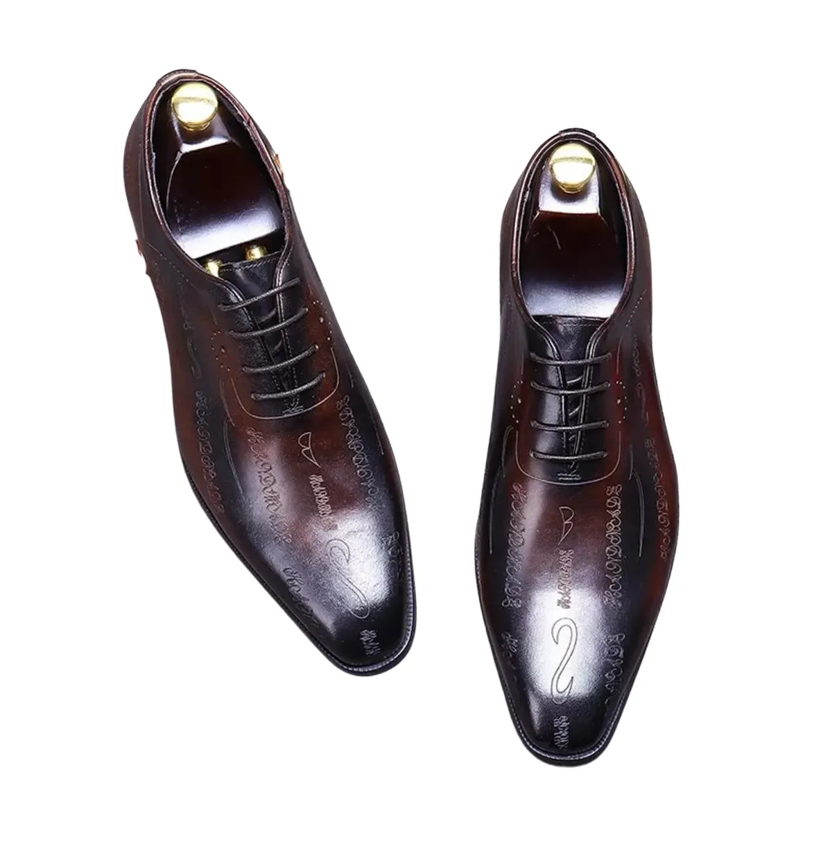 Handmade Polished Leather Embossed Oxford Dress Shoes