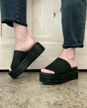 Harbor Flatform Sandals in Black