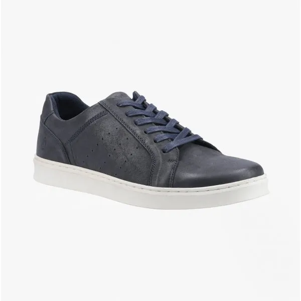 Hush Puppies MASON Mens Leather Casual Trainers Blue
