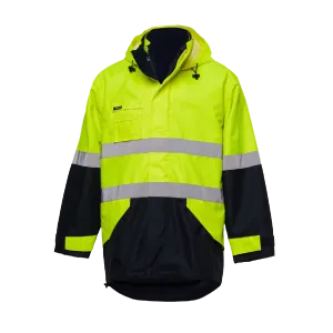 KingGee Men's 4 in 1 Waterproof Wet Weather Jacket - Yellow/Navy