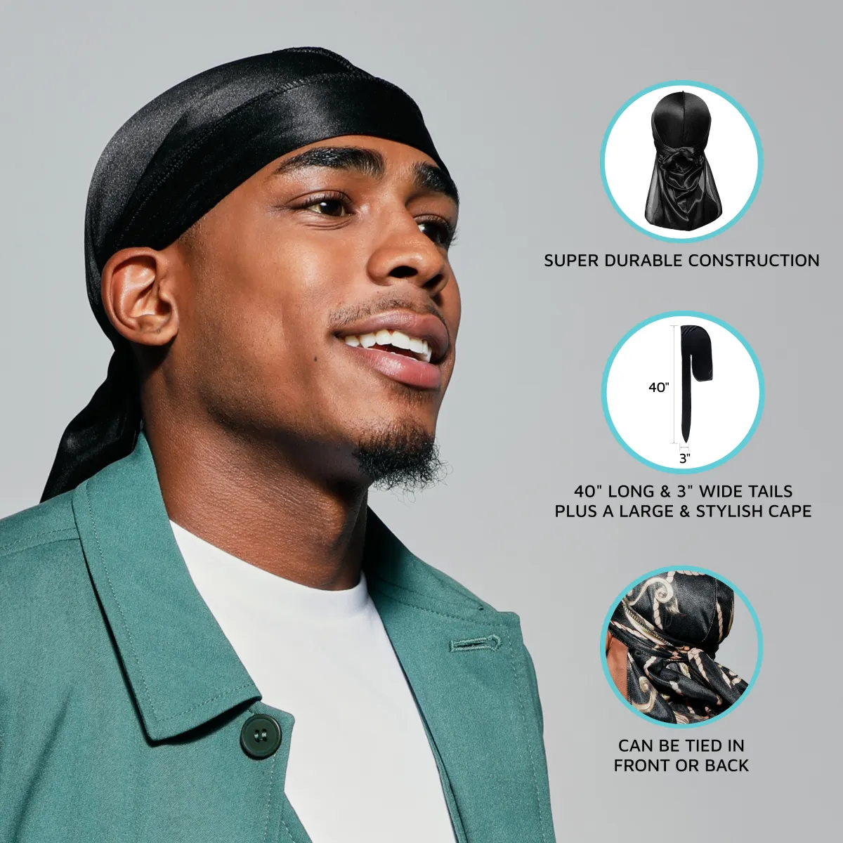 KISS Colors & Care Power Wave Silky Satin Military Durag - Blue Camo