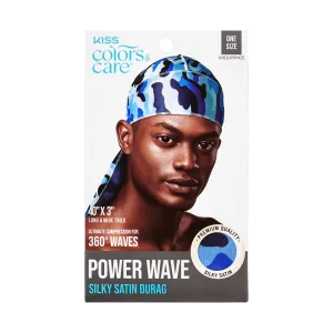 KISS Colors & Care Power Wave Silky Satin Military Durag - Blue Camo