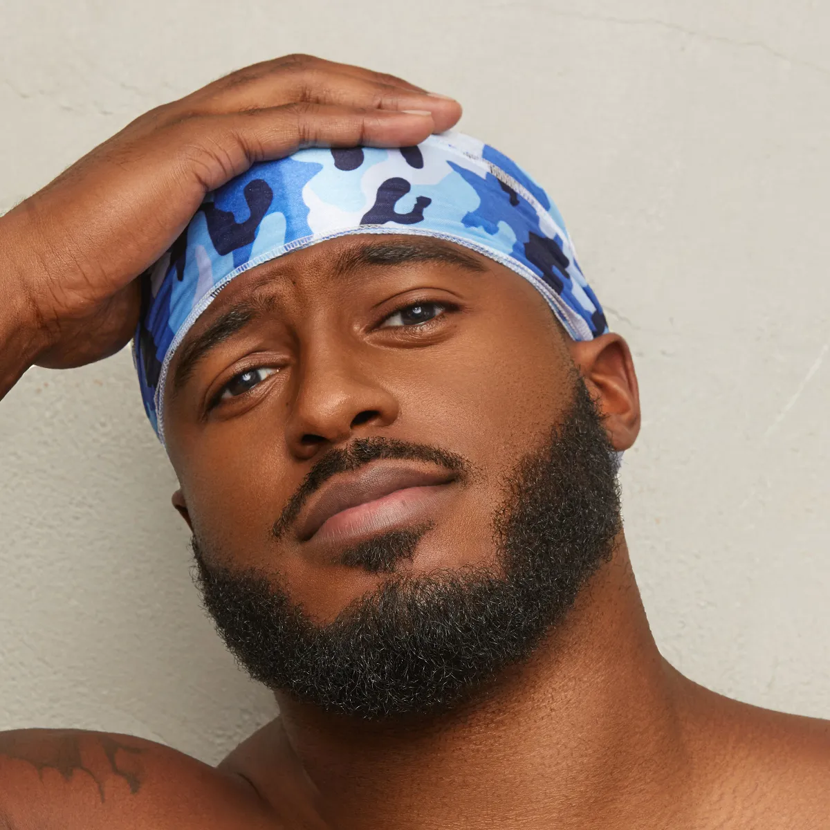 KISS Colors & Care Power Wave Silky Satin Military Durag - Blue Camo
