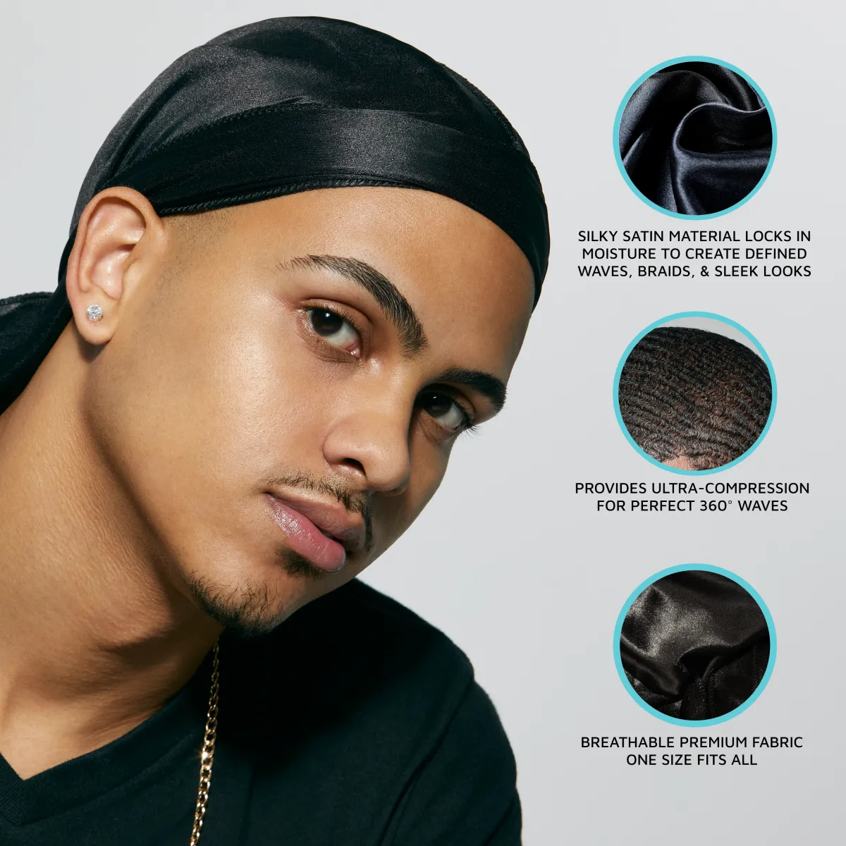 KISS Colors & Care Power Wave Silky Satin Military Durag - Blue Camo