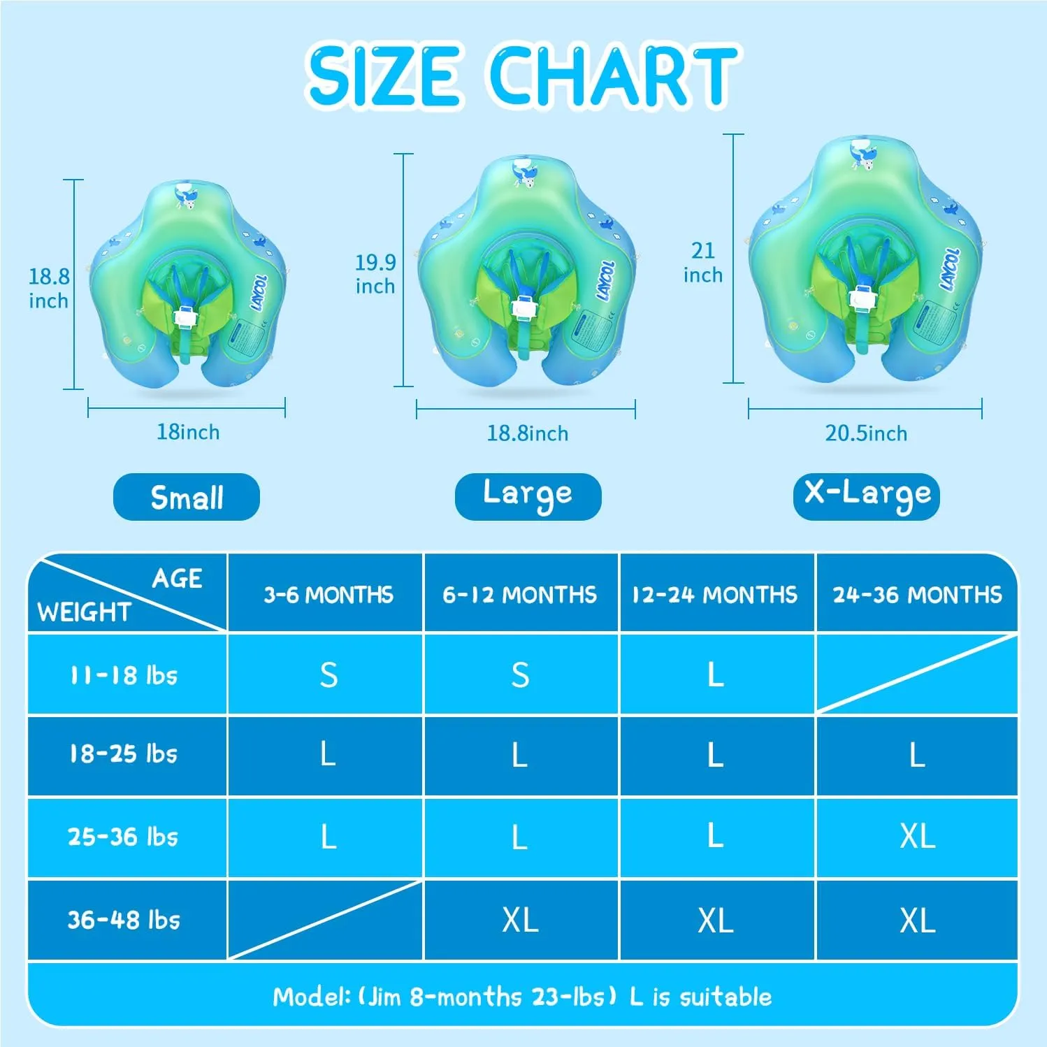 LAYCOL Baby Swimming Float with UPF50  Sun Canopy Baby Floats for Pool No Flip Overbaby Pool for Baby Age of 3-36 Months