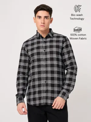 Men TFO Oxford Cotton Black Checked Shirt