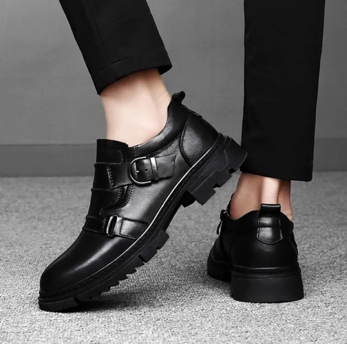 Men's Classic Brogue Oxfords Shoes Mens Round Toe Non Slip Leather Dress Shoes Fashion Breathable Slip-On Tuxedo Shoes(Black,6.5)