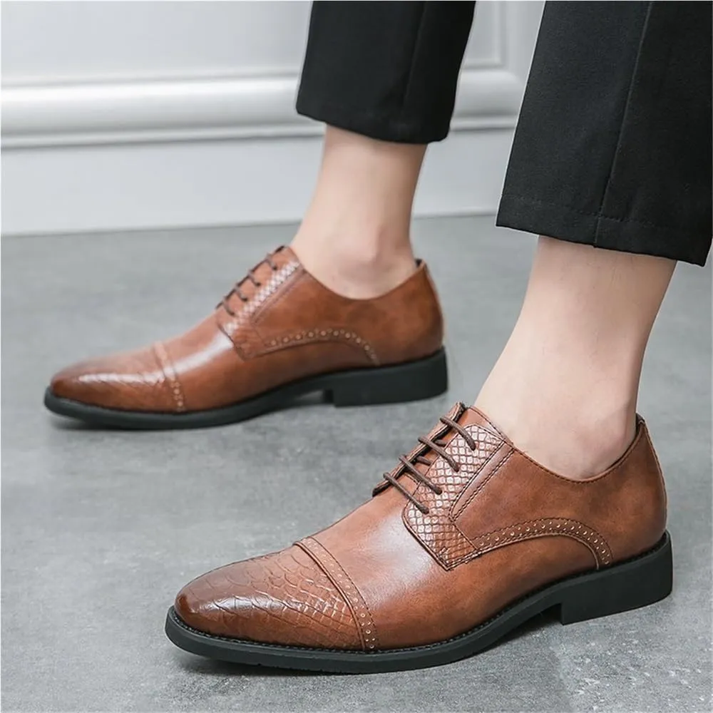 Men's Dress Oxford Shoes Classic Lace-up Leather Formal Business Tuxedo Shoes Wedding Casual British Bridegroom Footwear