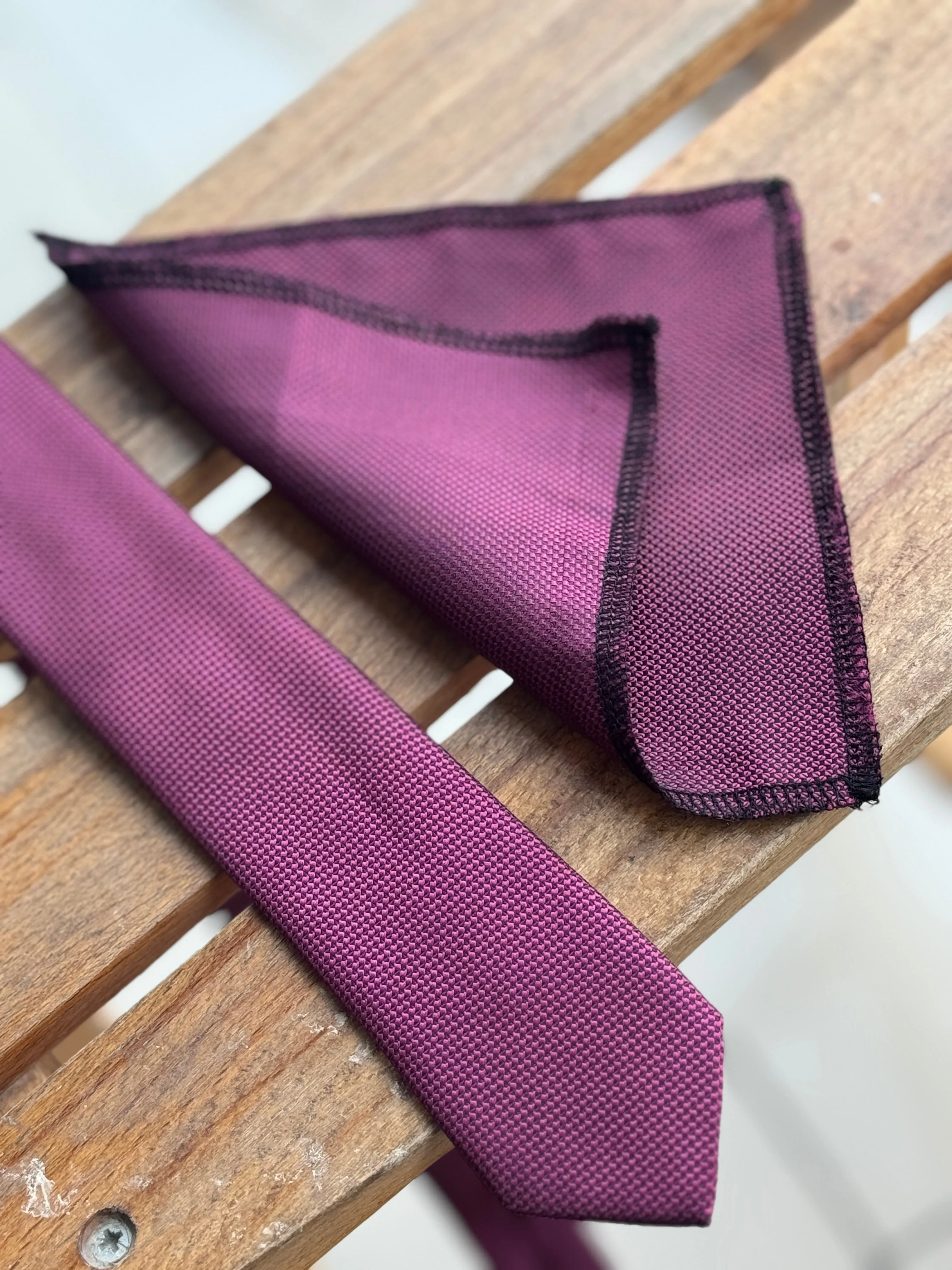 Men’s Oxford Weave Slim Tie Formal Neckwear- Wine Red