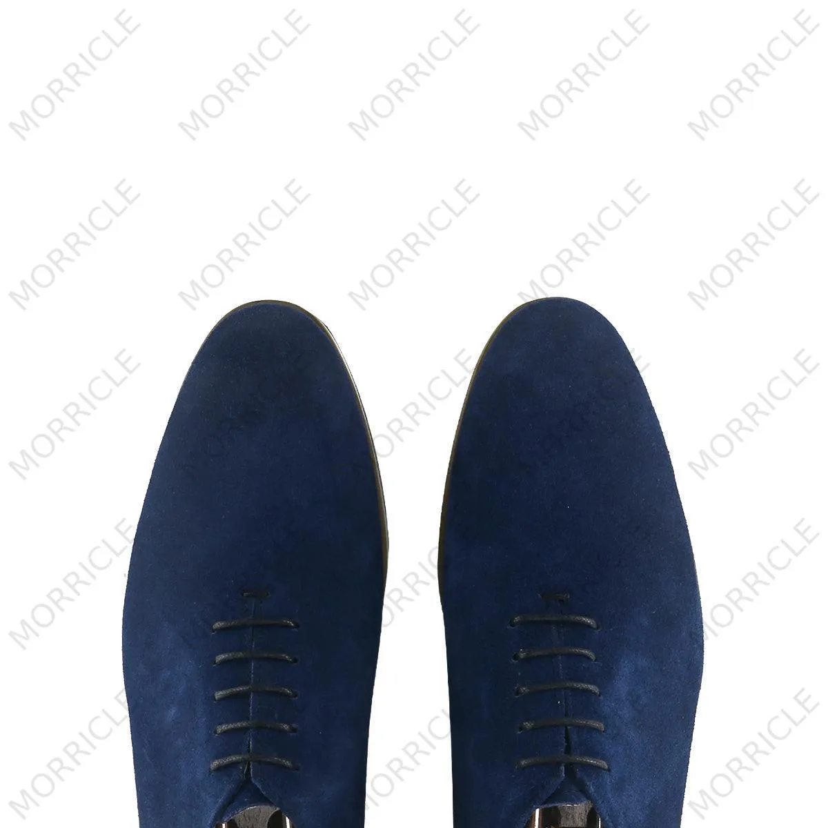Navy Blue Suede Wholecut Oxford Shoes