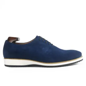Navy Blue Suede Wholecut Oxford Shoes