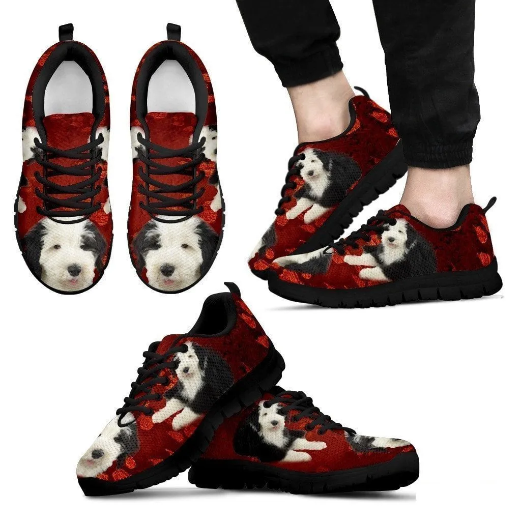 Old English Sheepdog Print Sneakers For Men(White)- Free Shipping
