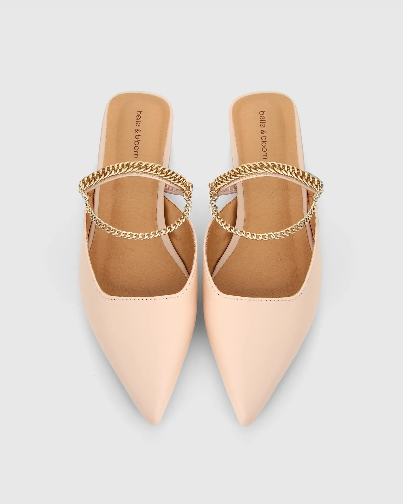 On The Go Leather Flat - Nude