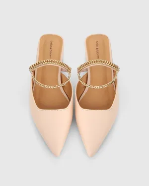On The Go Leather Flat - Nude