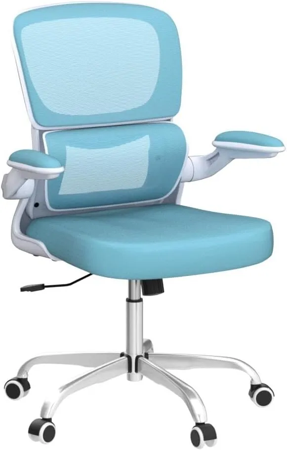 Razzor Ergonomic Desk Chair with Lumbar Support and Adjustable Armrests, Breathable Mesh Mid Back Computer Chair, Reclining Office Chair for Home Office - Blue