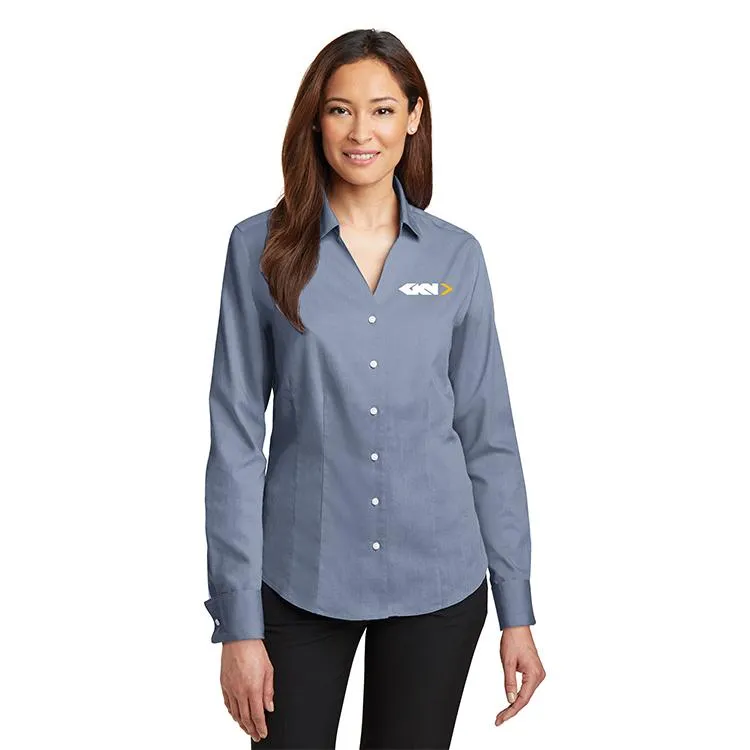 Red House - Ladies French Cuff Non-Iron Pinpoint Oxford Shirt. RH63.