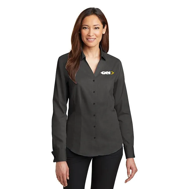 Red House - Ladies French Cuff Non-Iron Pinpoint Oxford Shirt. RH63.