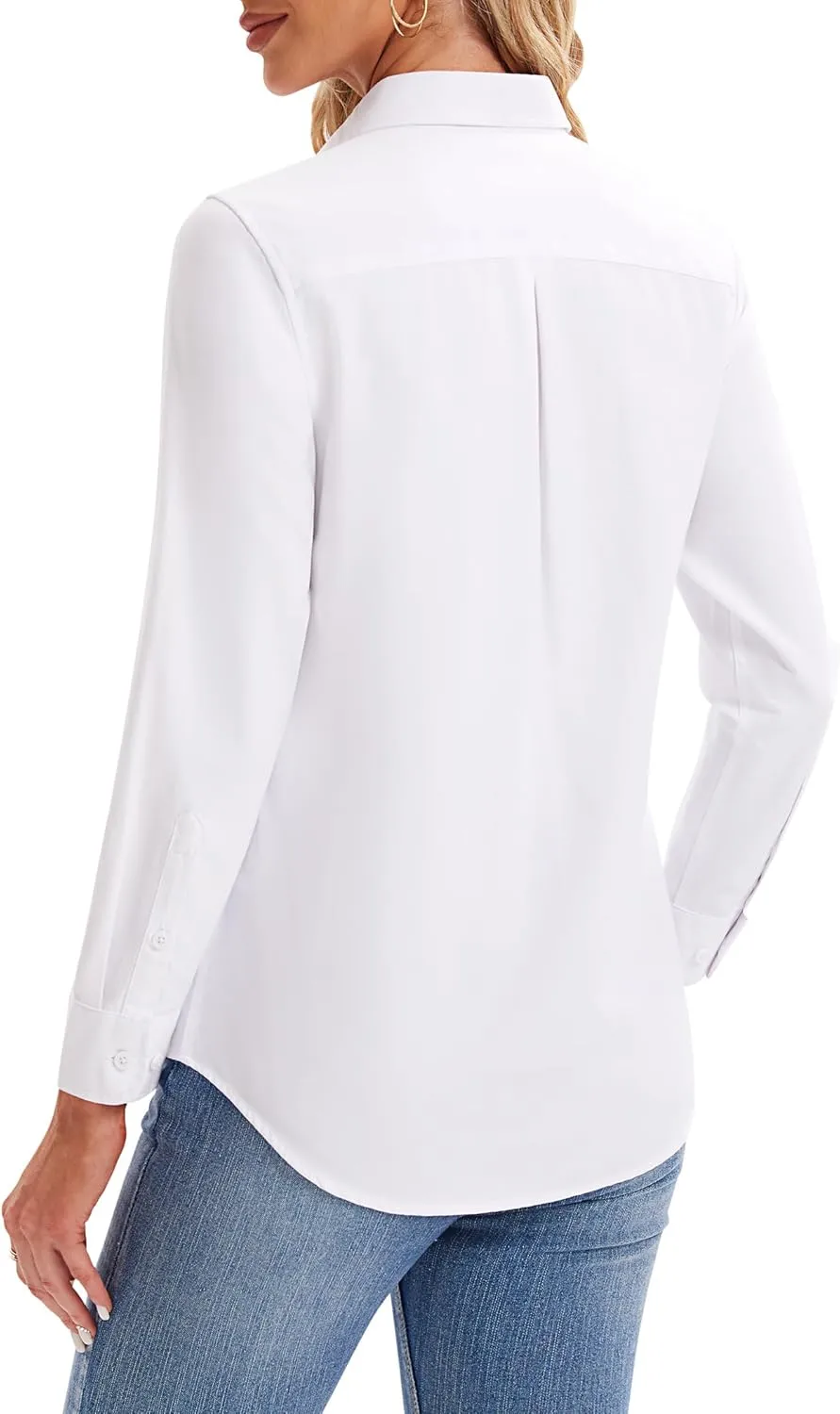 siliteelon Womens Button Down Shirts Long Sleeve Collared Office Work Blouses Tops with Pocket Oxford Shirts