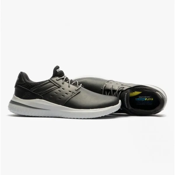 Skechers 210308/BLK DELSON 3.0-EZRA Mens Leather Trainers Black