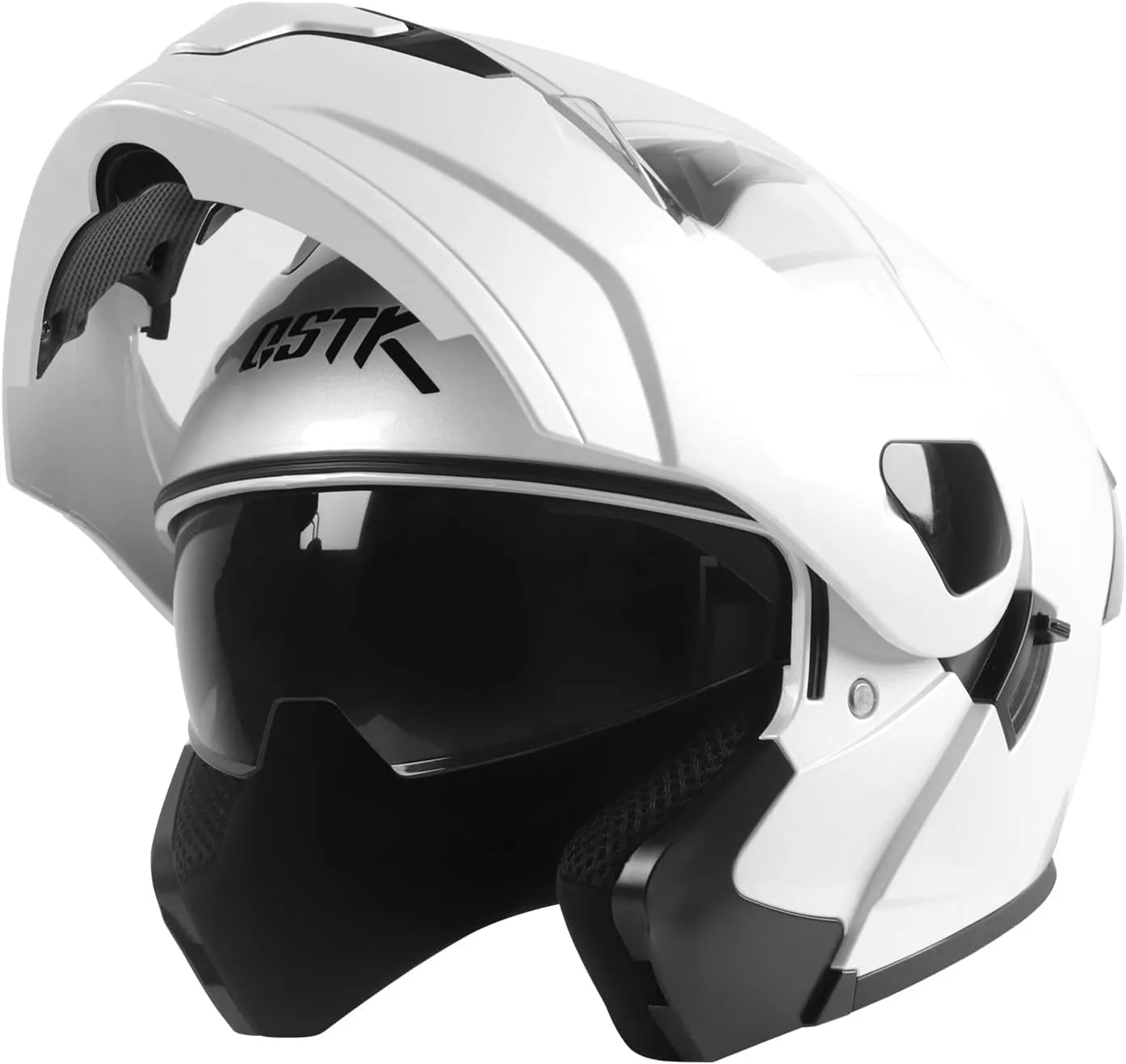 SPARK DOT Approved Modular Flip-Up Dual Visor Motorcycle Full Face Helmet, White, Small (55-56cm)