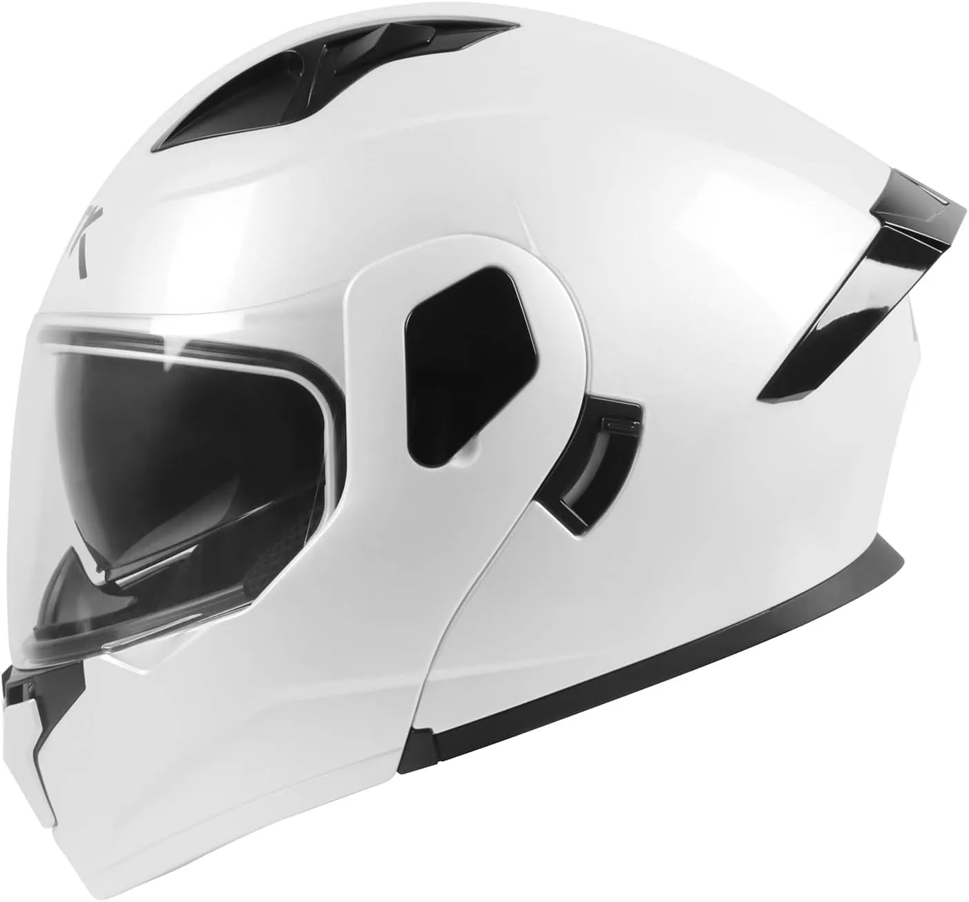 SPARK DOT Approved Modular Flip-Up Dual Visor Motorcycle Full Face Helmet, White, Small (55-56cm)