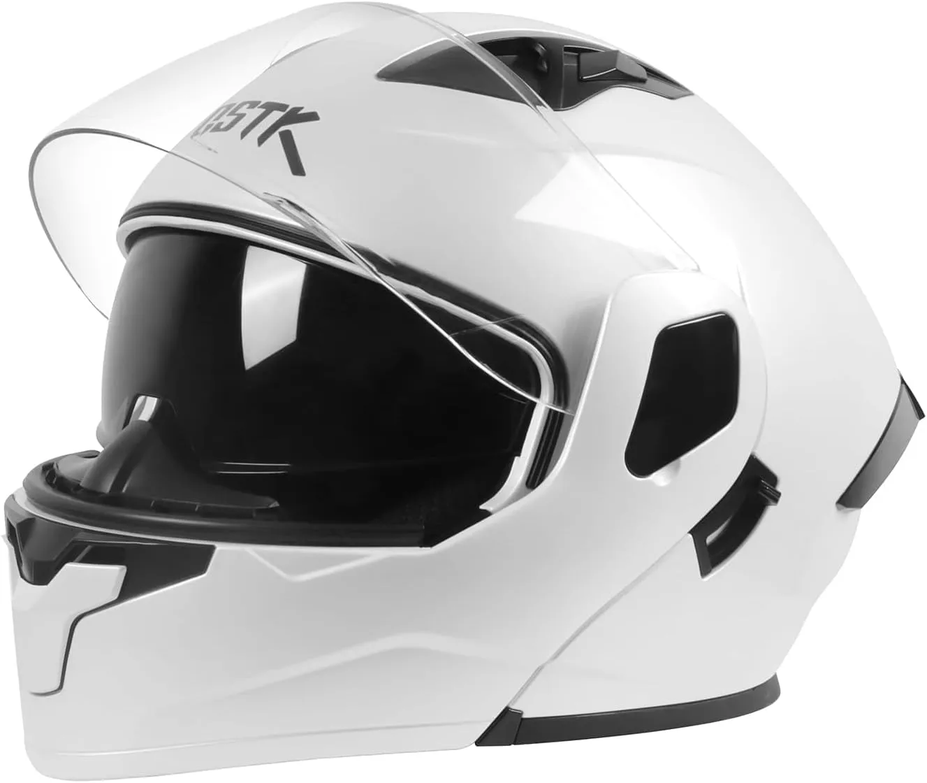 SPARK DOT Approved Modular Flip-Up Dual Visor Motorcycle Full Face Helmet, White, Small (55-56cm)