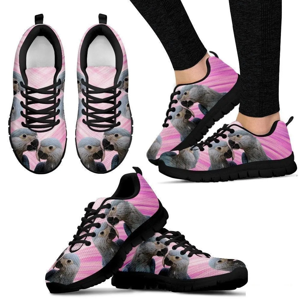 Spix's Macaw Printed (Black/White) Running Shoes For Women-Free Shipping