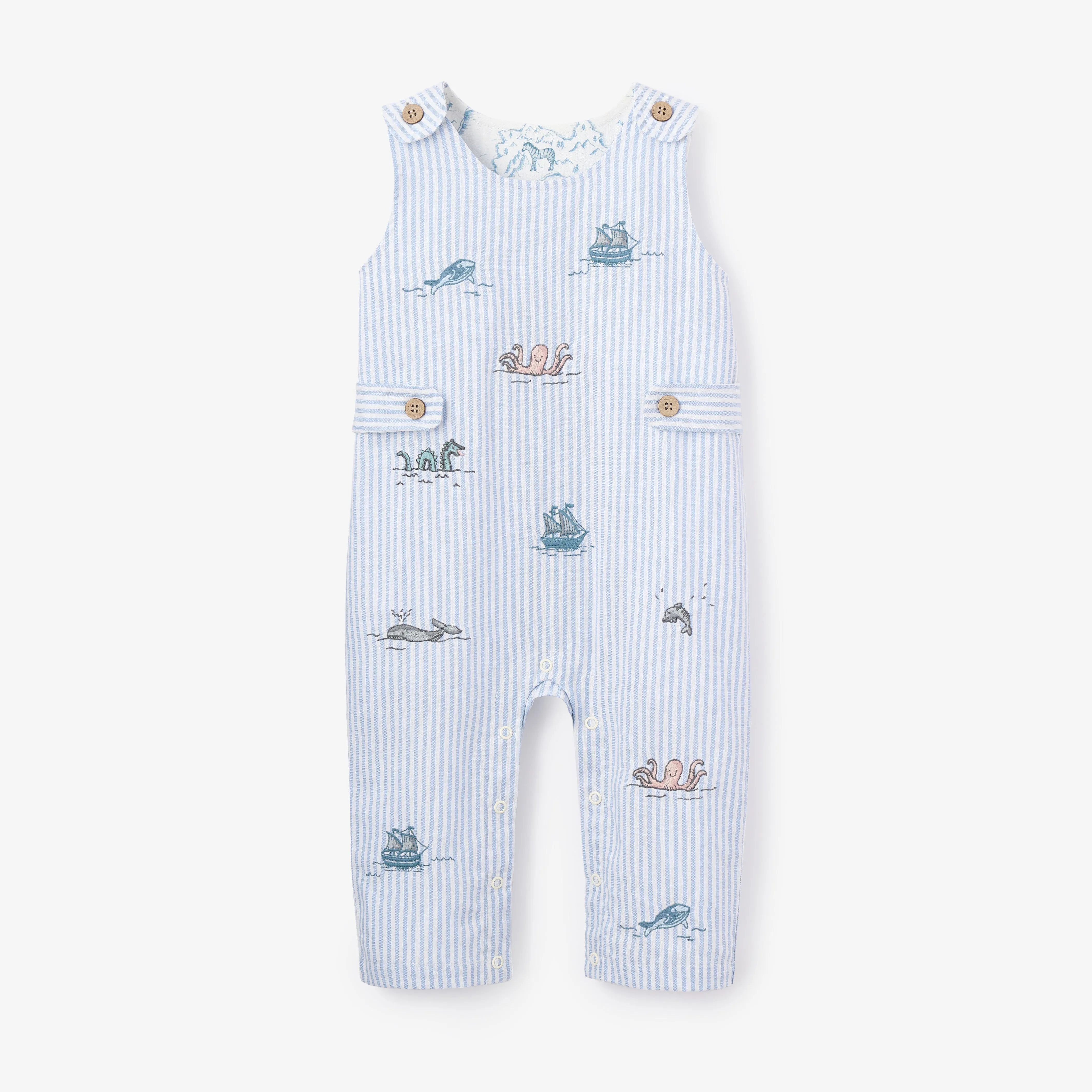 Stripe Sea Embroidered Jumpsuit