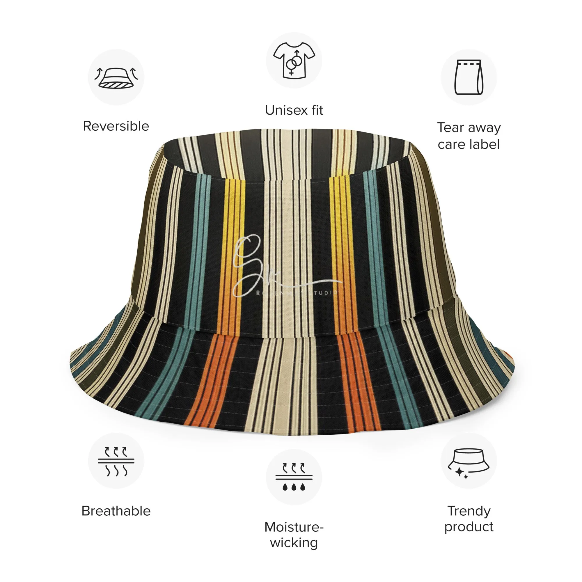 Stripes and clouds - Reversible bucket hat