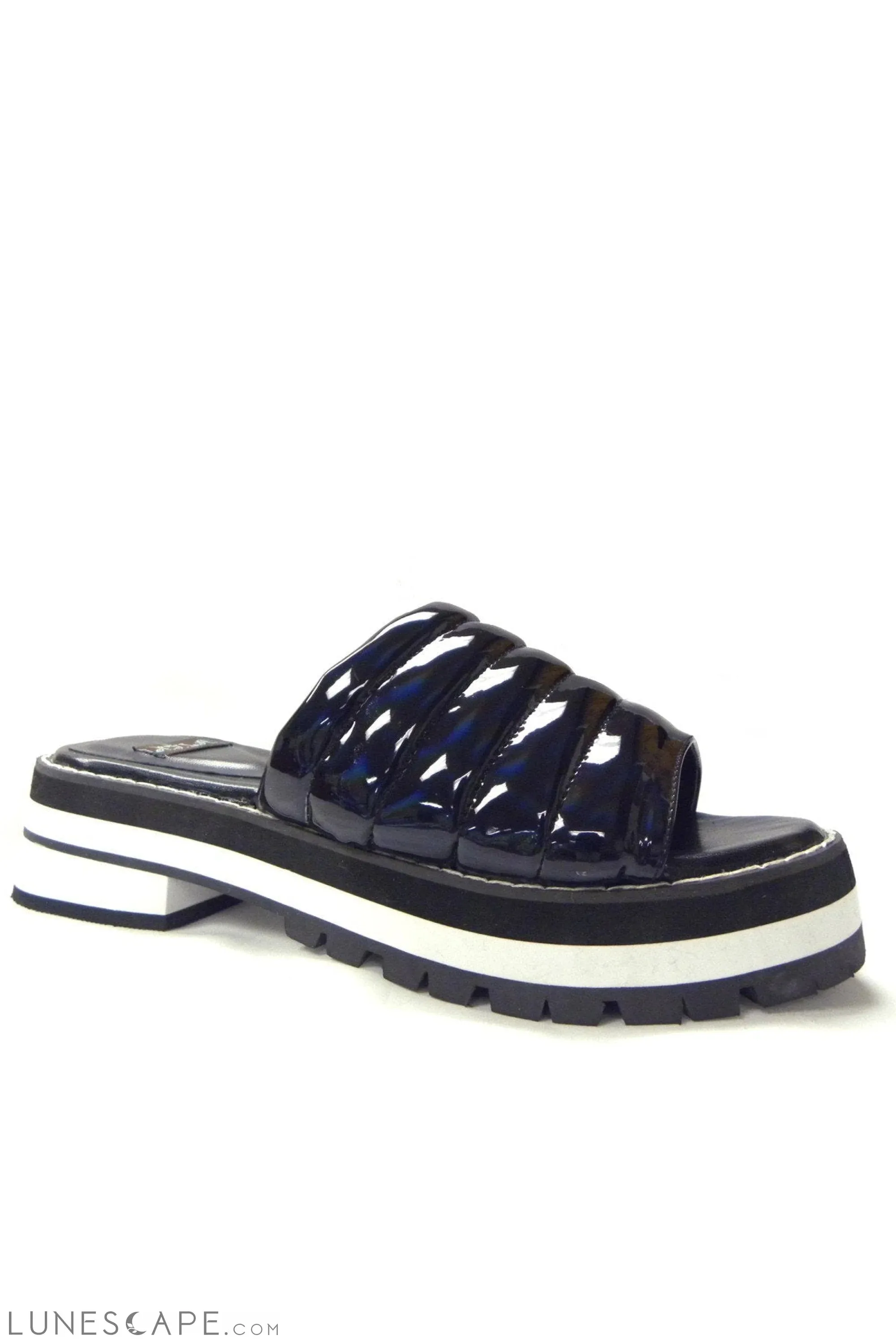 SUNLIGHT Iridescent Metallic Open Toe Platform Slide Sandal